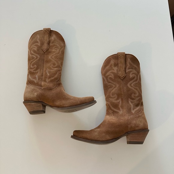 Dingo Out West Camel Tan Brown Suede Cowboy Western Boots 7 - Picture 2 of 9